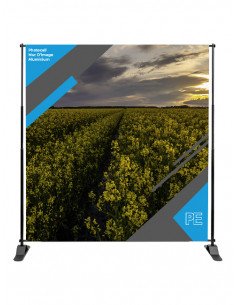 Photo d'un "Photocall Mur d'Image Aluminium" 200x200cm.